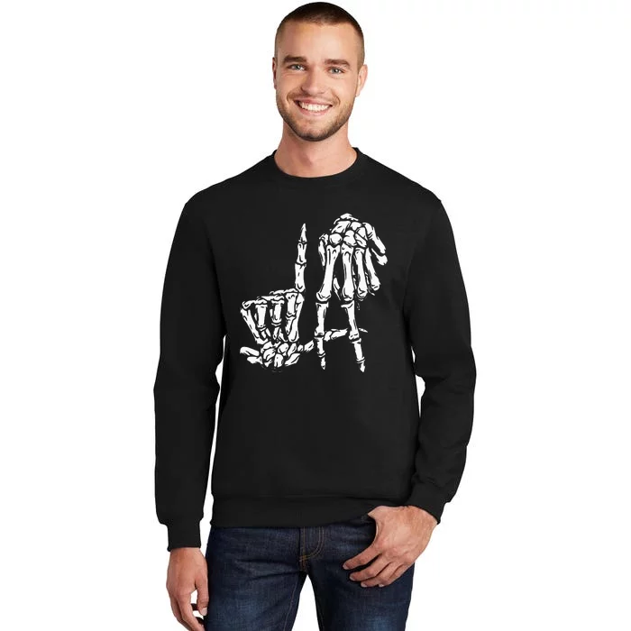 La Hand Sign Lazy Diy Halloween Costume Skeleton Los Angeles Tall Sweatshirt