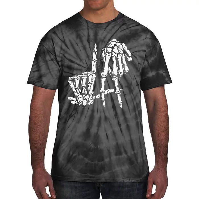 La Hand Sign Lazy Diy Halloween Costume Skeleton Los Angeles Tie-Dye T-Shirt