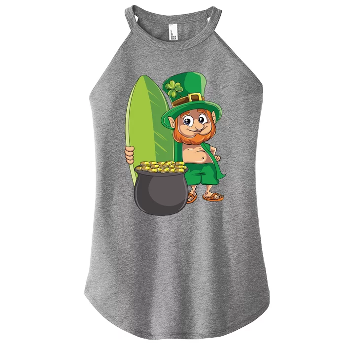 Leprechaun Hawaiian Surfing St Patricks Day Hawaii Aloha Gift Women’s Perfect Tri Rocker Tank