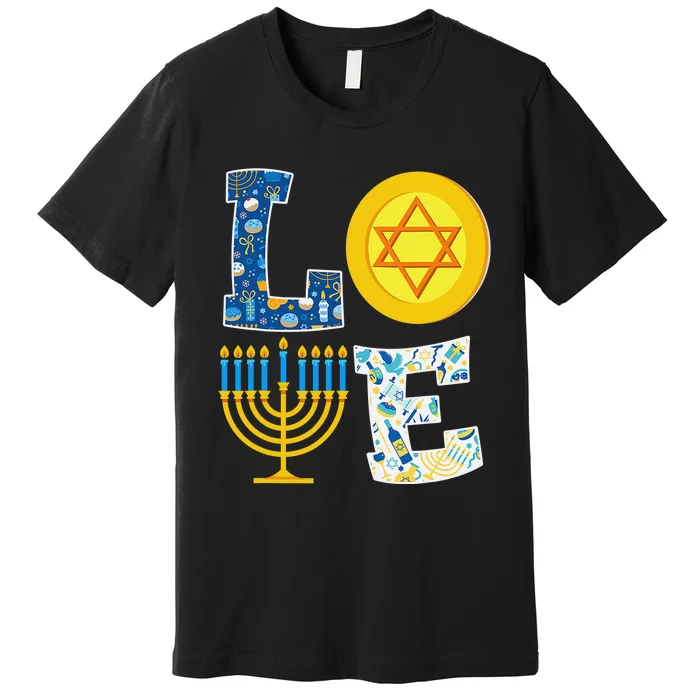 Love Hanukkah Shirt Chanukah Menorah Pajama Matching Family Premium T-Shirt