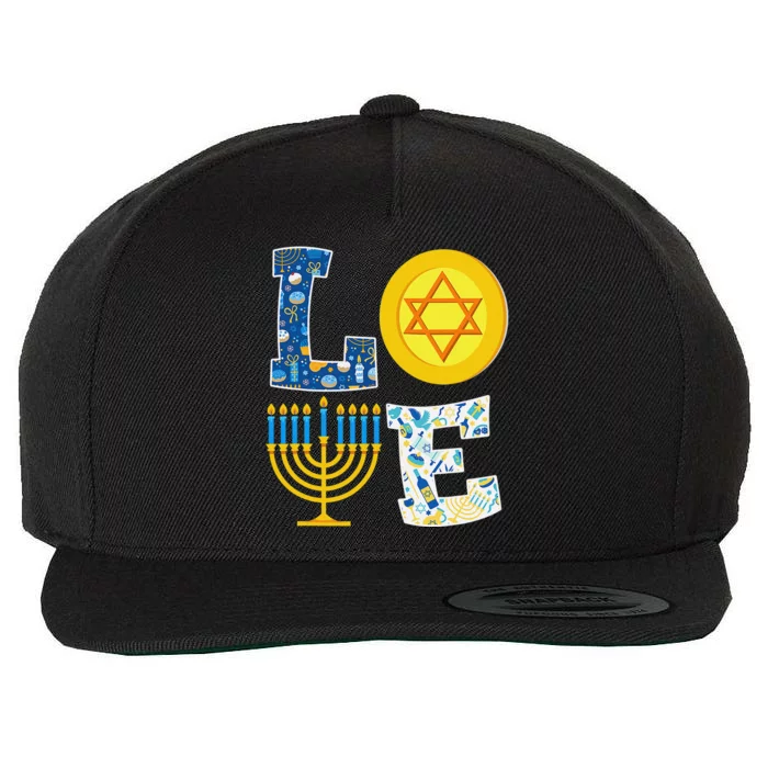 Love Hanukkah Shirt Chanukah Menorah Pajama Matching Family Wool Snapback Cap