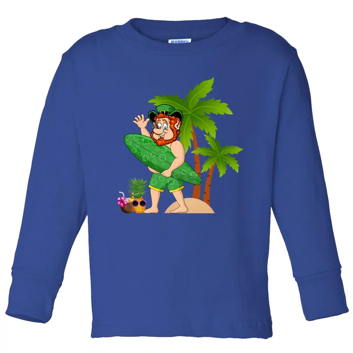 Leprechaun Hawaiian Surfing St Patricks Day Hawaii Gift Toddler Long Sleeve Shirt