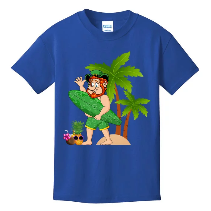 Leprechaun Hawaiian Surfing St Patricks Day Hawaii Gift Kids T-Shirt