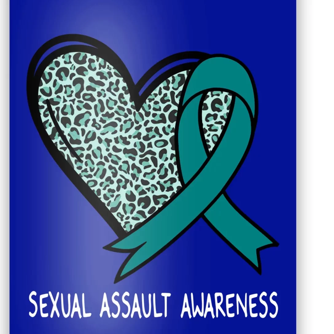 Leopard Heart Sexual Assault Awareness Teal Ribbon Funny Gift Poster