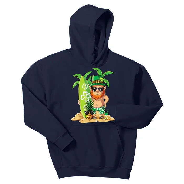 Leprechaun Hawaiian Surfing St Patricks Day Hawaii Kids Hoodie