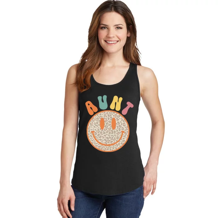 Leopard Hippie Smile Face Retro Groovy Aunt Mother's Day Ladies Essential Tank