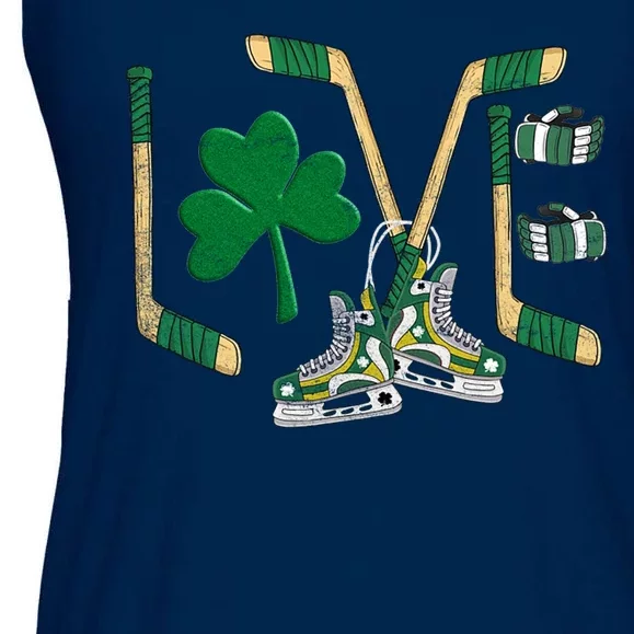 Love Hockey St Patrick's Day Ladies Essential Flowy Tank