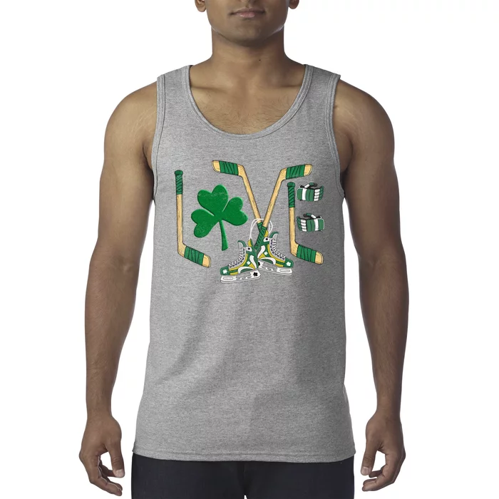 Love Hockey St Patrick's Day Tank Top