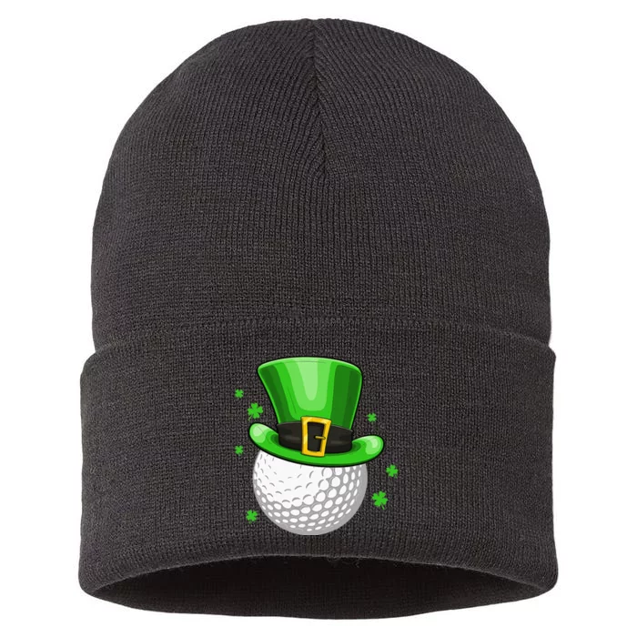 Leprechaun Hat Shamrock Leaf Golf St Patrick's Day Sustainable Knit Beanie