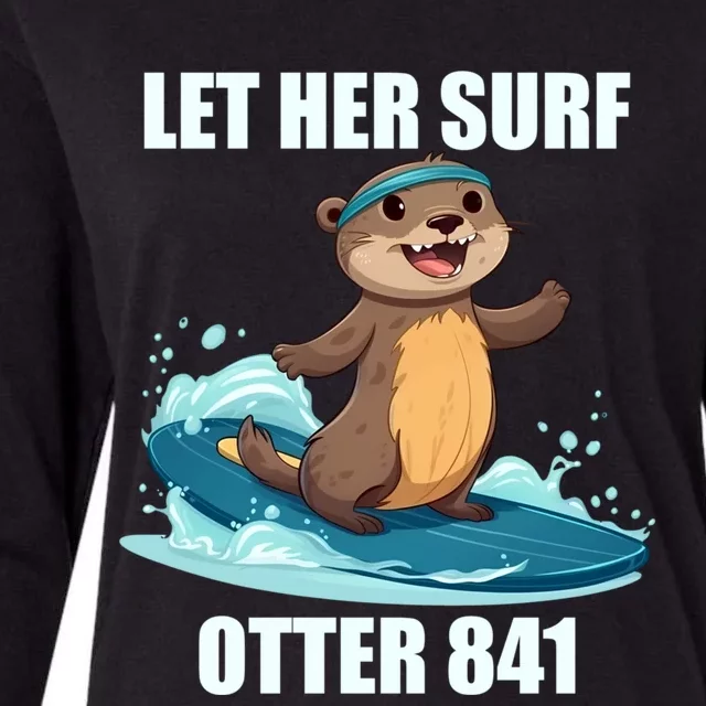 Let Her Surf Otter 841 Womens Cotton Relaxed Long Sleeve T-Shirt