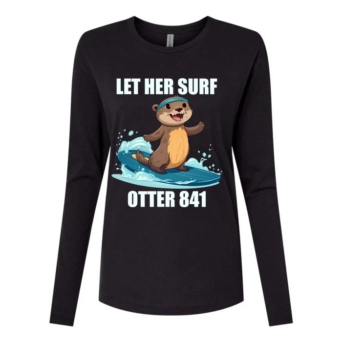 Let Her Surf Otter 841 Womens Cotton Relaxed Long Sleeve T-Shirt