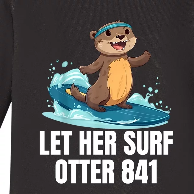 Let Her Surf Otter 841 Baby Long Sleeve Bodysuit