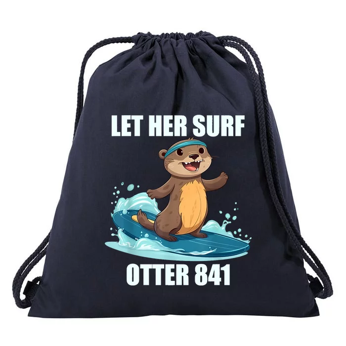 Let Her Surf Otter 841 Drawstring Bag