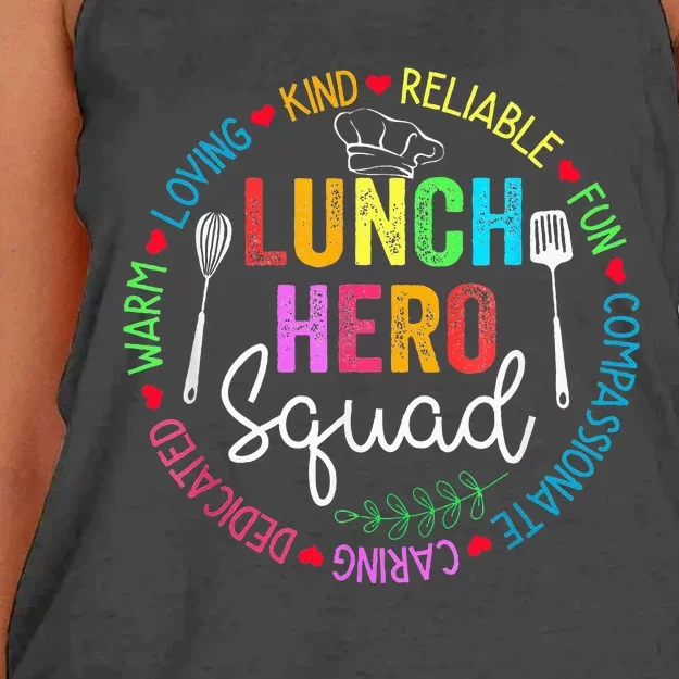 Lunch Hero Squad Funny Lunch Lady School Cafeteria Worker Women's Knotted Racerback Tank