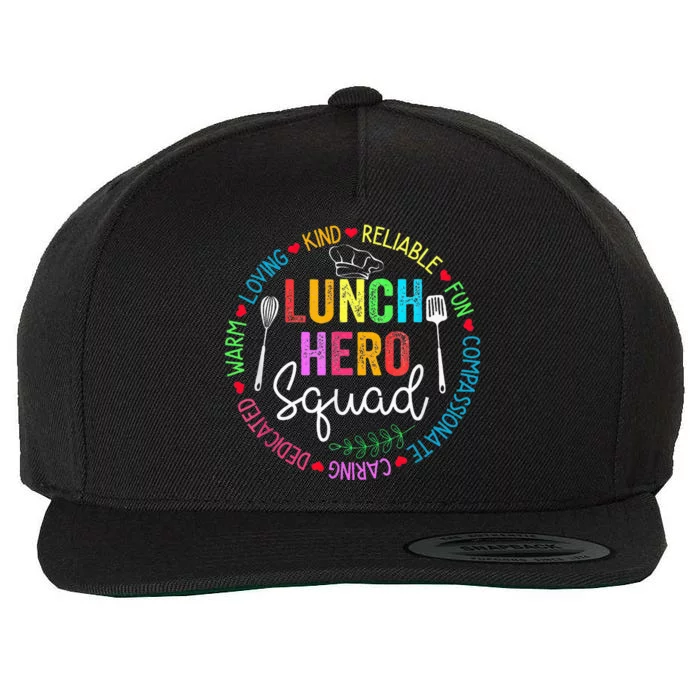 Lunch Hero Squad Funny Lunch Lady School Cafeteria Worker Wool Snapback Cap