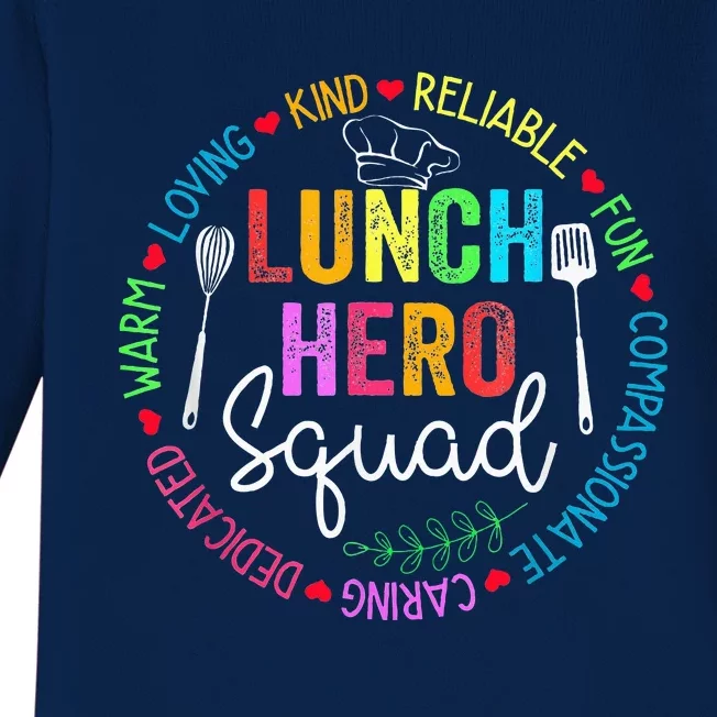 Lunch Hero Squad Funny Lunch Lady School Cafeteria Worker Baby Long Sleeve Bodysuit