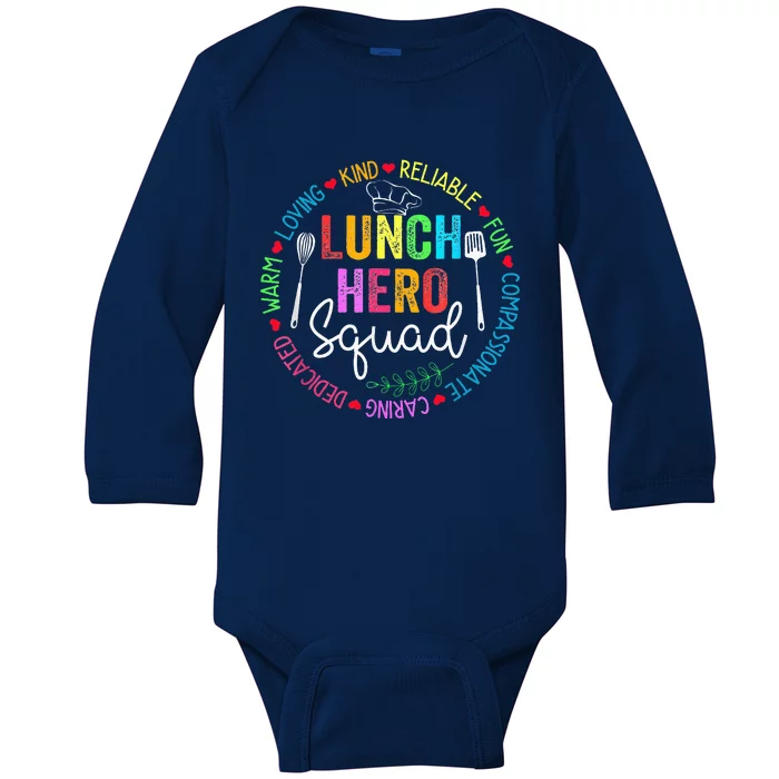 Lunch Hero Squad Funny Lunch Lady School Cafeteria Worker Baby Long Sleeve Bodysuit