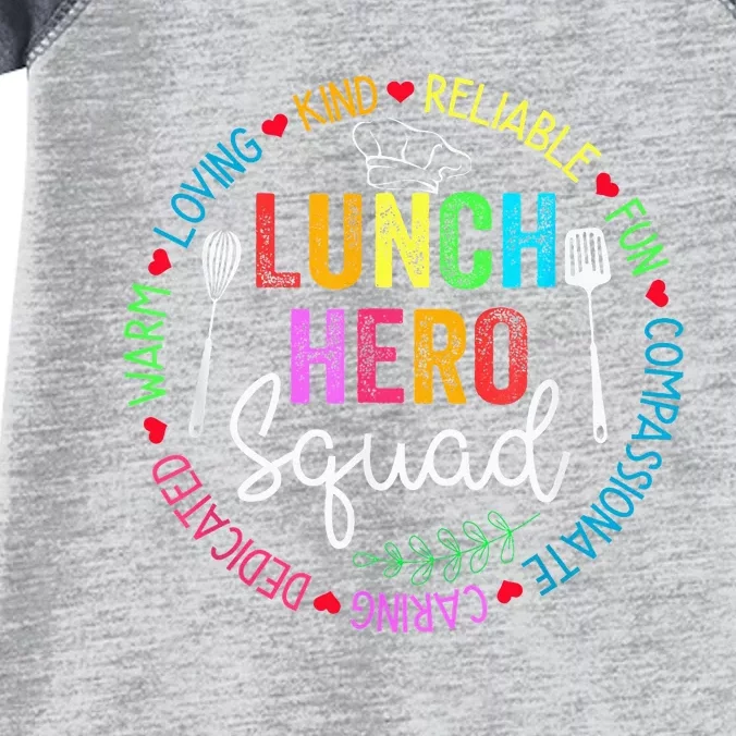 Lunch Hero Squad Funny Lunch Lady School Cafeteria Worker Infant Baby Jersey Bodysuit