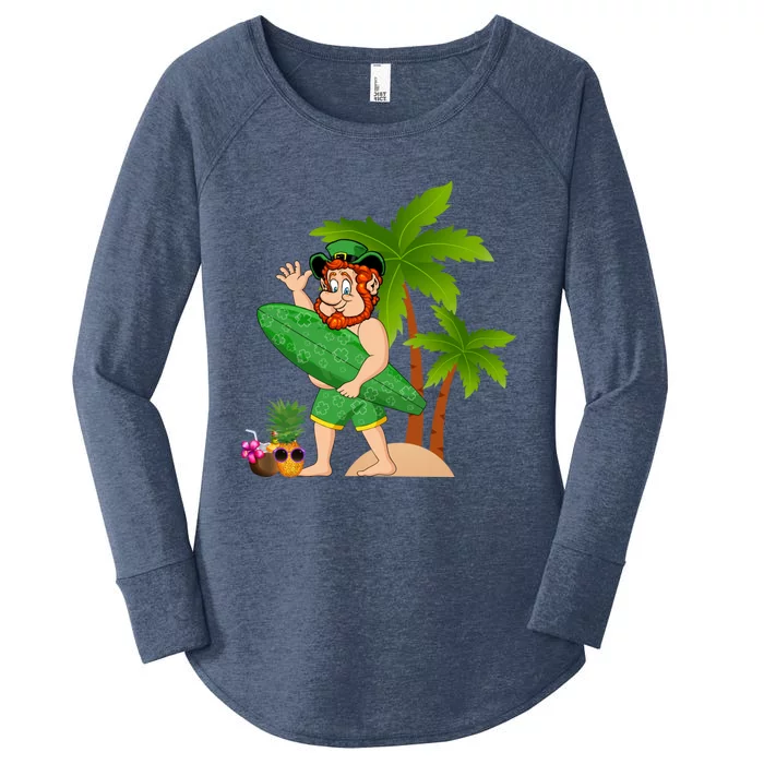 Leprechaun Hawaiian Surfing St Patricks Day Hawaii Gift Women's Perfect Tri Tunic Long Sleeve Shirt