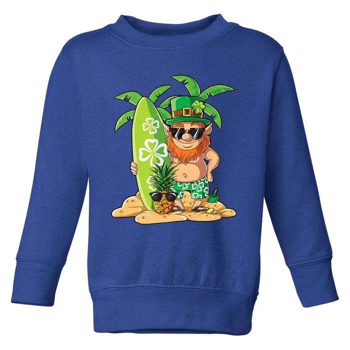 Leprechaun Hawaiian Surfing St Patricks Day Hawaii Gift Toddler Sweatshirt