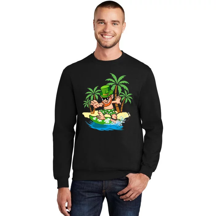 Leprechaun Hawaiian Surfing St Patricks Day Hawaii Tall Sweatshirt