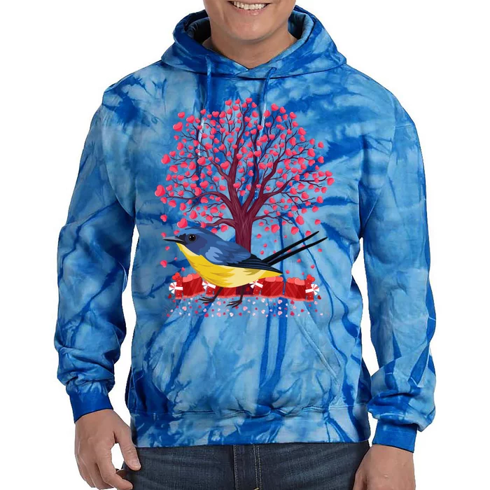 Love Heart Tree Eastern Bluebird Valentine's Day Gift Tie Dye Hoodie