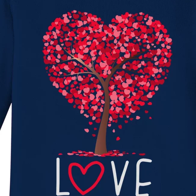 Love Heart Tree Valentines Day Matching Gift Great Gift Baby Long Sleeve Bodysuit