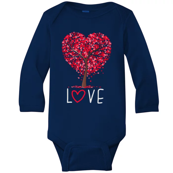 Love Heart Tree Valentines Day Matching Gift Great Gift Baby Long Sleeve Bodysuit