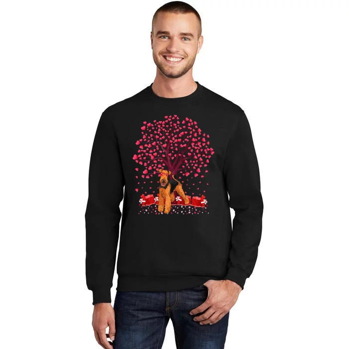 Lover Heart Tree Airedale Terrier Dog ValentineS Day Sweatshirt