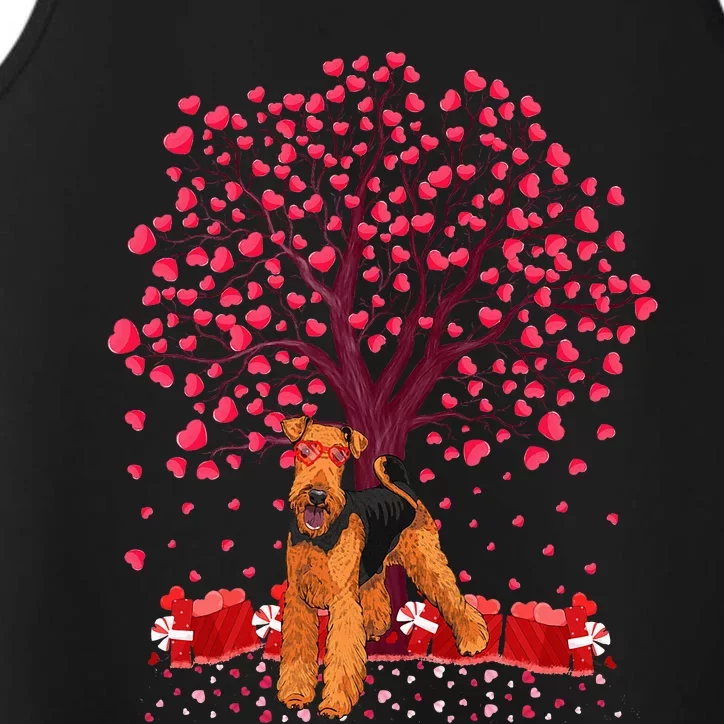 Lover Heart Tree Airedale Terrier Dog ValentineS Day Performance Tank