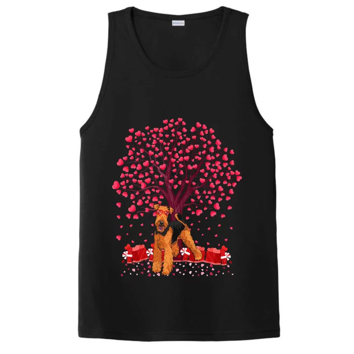 Lover Heart Tree Airedale Terrier Dog ValentineS Day Performance Tank