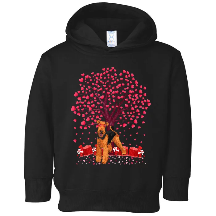 Lover Heart Tree Airedale Terrier Dog ValentineS Day Toddler Hoodie