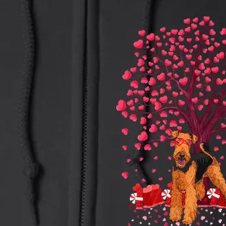 Lover Heart Tree Airedale Terrier Dog ValentineS Day Full Zip Hoodie