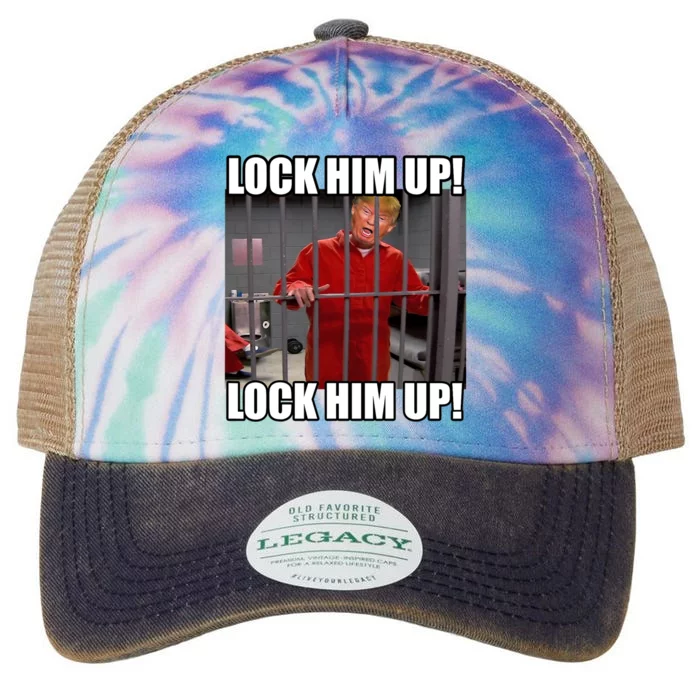 Lock Him Up! (Trump Orange Jumpsuit) Legacy Tie Dye Trucker Hat