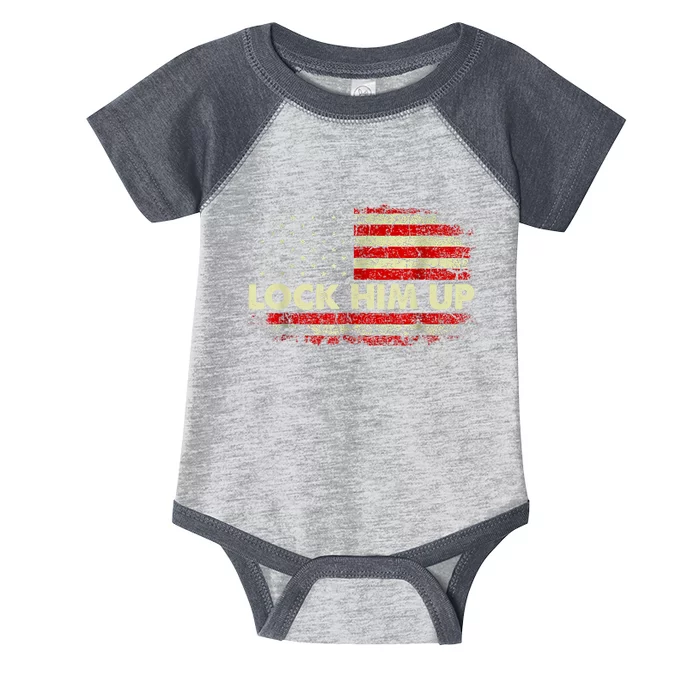 Lock Him Up American Flag Vintage Infant Baby Jersey Bodysuit