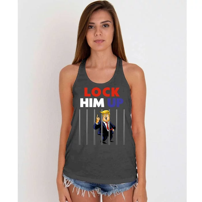 Lock Him Up Anti Trump Political Women's Knotted Racerback Tank