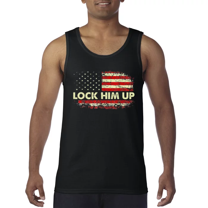 Lock Him Up American Flag Vintage Tank Top