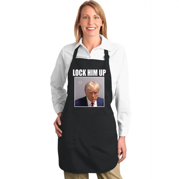 Lock Him Up Donald Trump Mugshot Full-Length Apron With Pocket