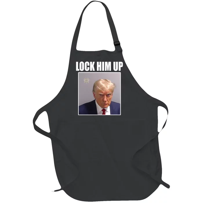 Lock Him Up Donald Trump Mugshot Full-Length Apron With Pocket