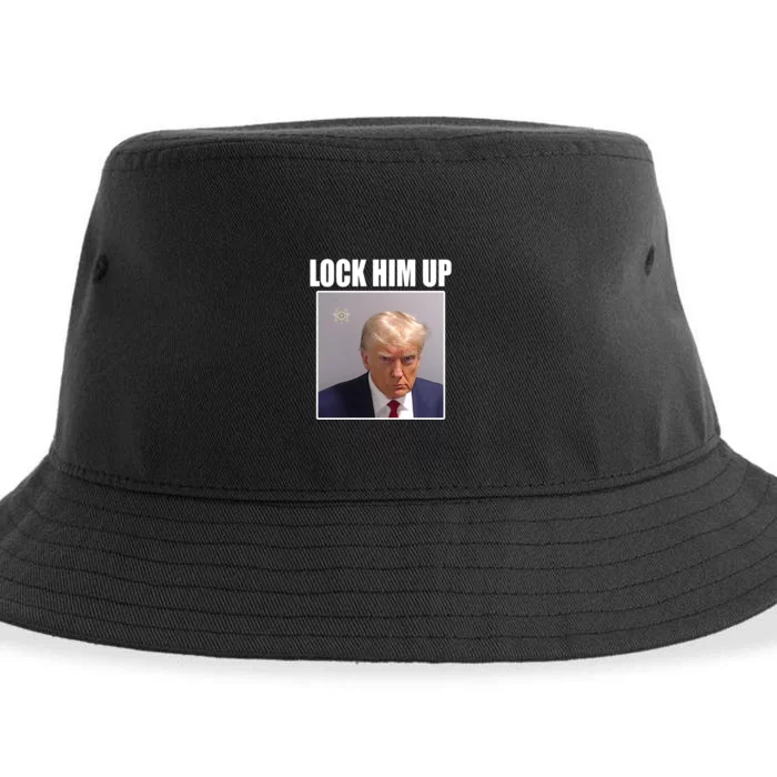 Lock Him Up Donald Trump Mugshot Sustainable Bucket Hat