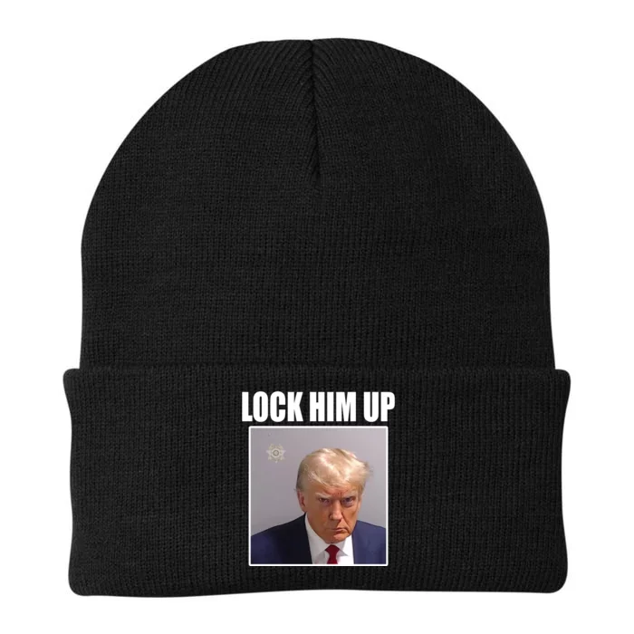 Lock Him Up Donald Trump Mugshot Knit Cap Winter Beanie