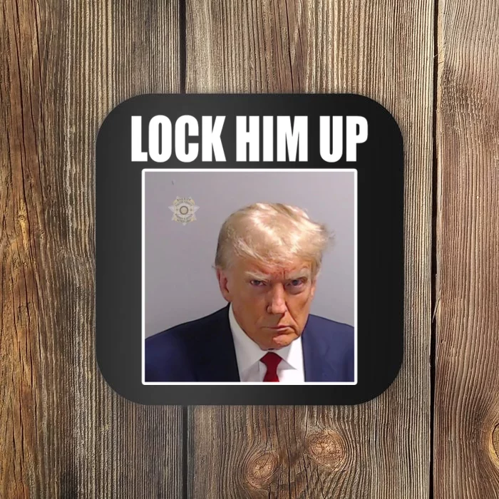 Lock Him Up Donald Trump Mugshot Coaster