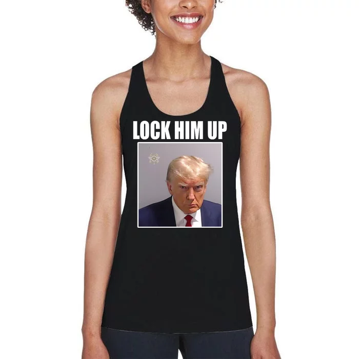 Lock Him Up Donald Trump Mugshot Women's Racerback Tank