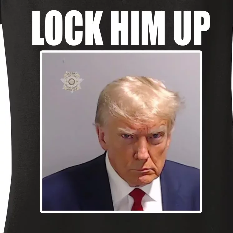 Lock Him Up Donald Trump Mugshot Women's V-Neck T-Shirt