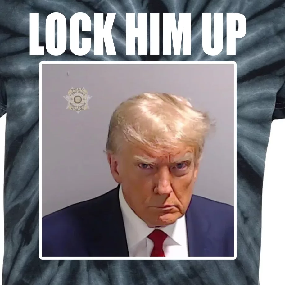 Lock Him Up Donald Trump Mugshot Kids Tie-Dye T-Shirt