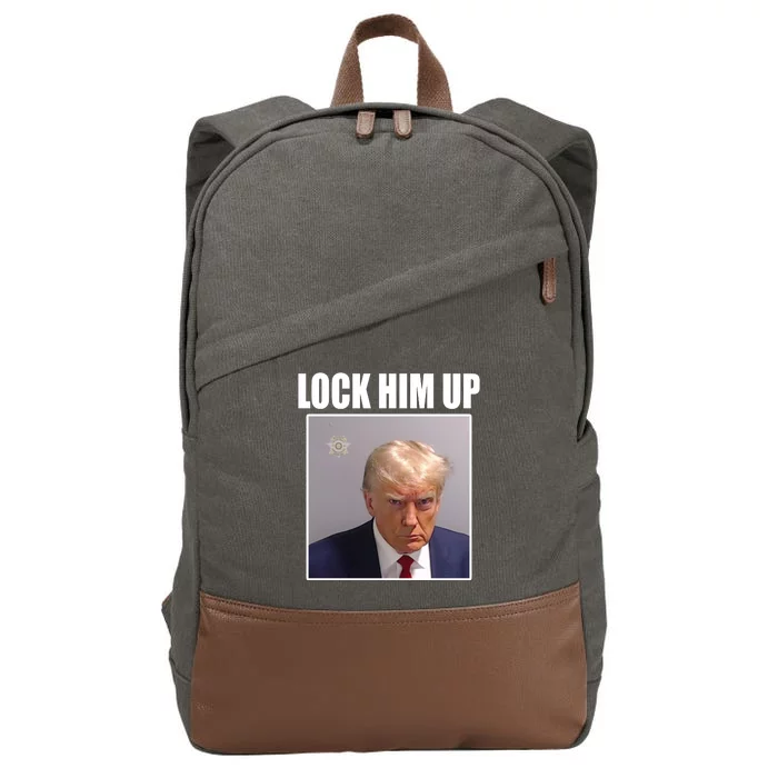 Lock Him Up Donald Trump Mugshot Cotton Canvas Backpack