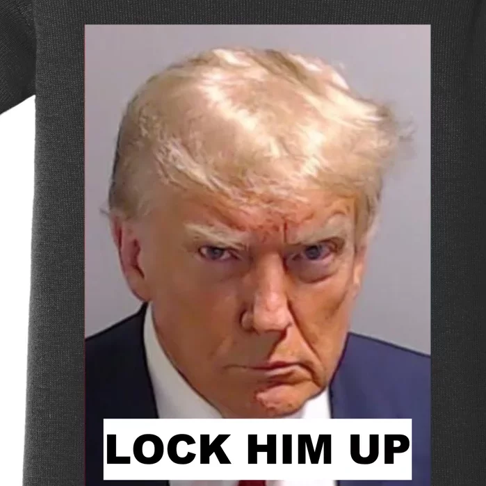 Lock Him Up Donald Trump Mugshot Jail Baby Bodysuit