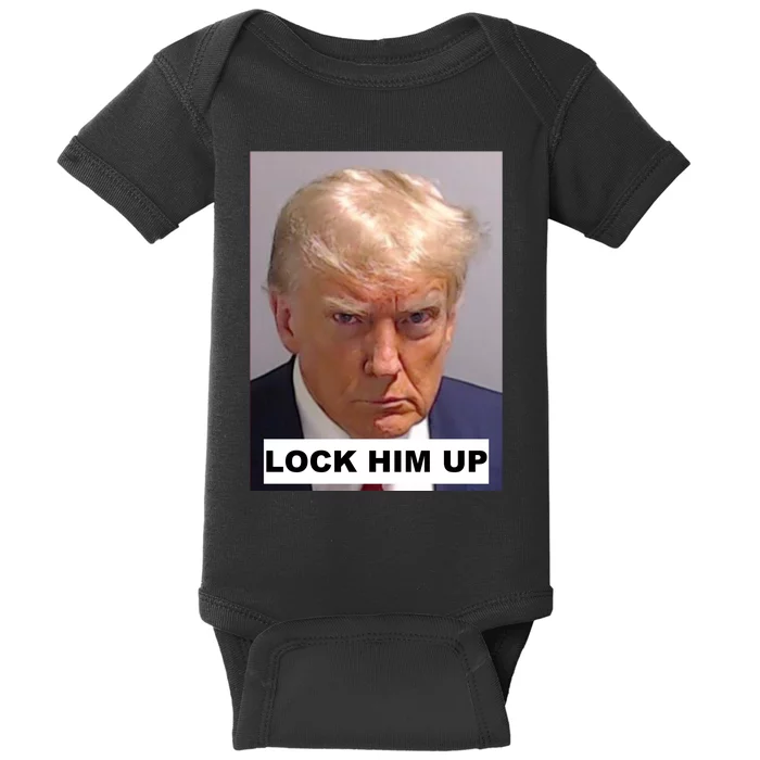 Lock Him Up Donald Trump Mugshot Jail Baby Bodysuit