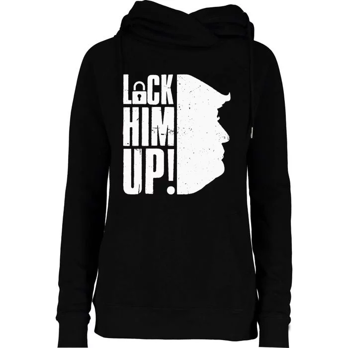 Lock Him Up Democrat Anti Trump Impeach 45 Resist Resign Womens Funnel Neck Pullover Hood