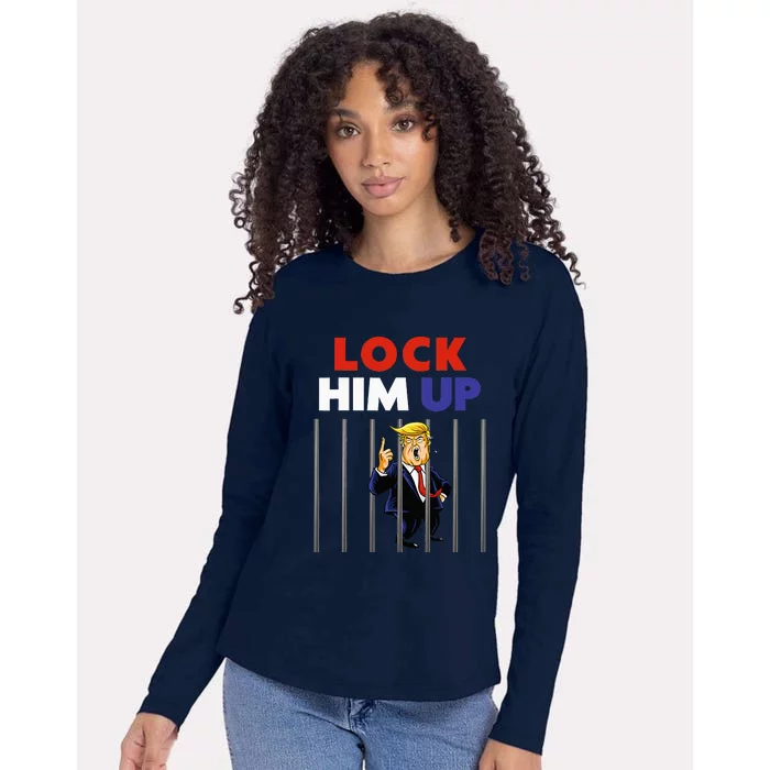 Lock Him Up Anti Trump Political Womens Cotton Relaxed Long Sleeve T-Shirt